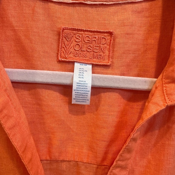 Sigrid Olsen Linen Blend Button-Down Shirt Tunic Top Roll Tab Sleeves Sz XL - Picture 10 of 11
